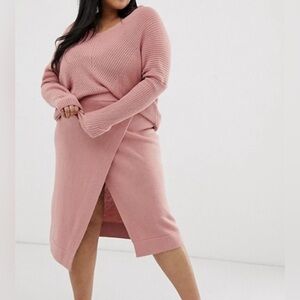 Micha Lounge Sweater Wrap Midi Skirt Stretchy Size 18